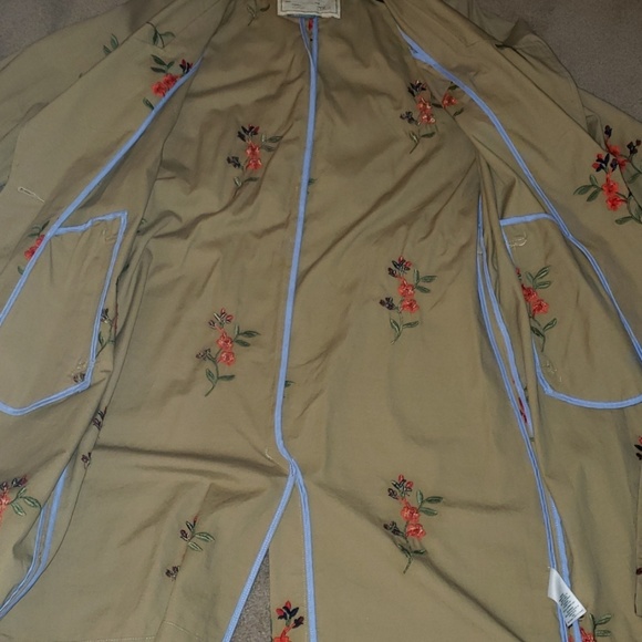 {Anthropologie & Cartonnier} belted embroidered trench coat - Sz M - Picture 14 of 14
